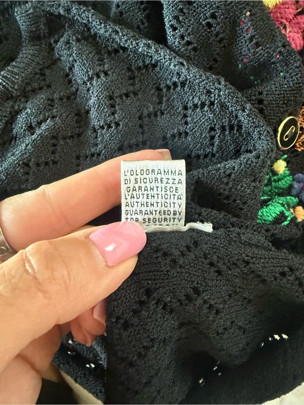 D&G dolce gabanna Y2K rare black crochet knit floral cardigan top size S-M - Picture 8 of 8
